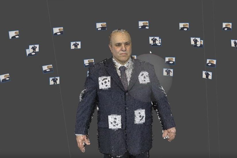Virtual viewpoints in a 3D XR representation of Orson Welles character in "Citizen Kane"