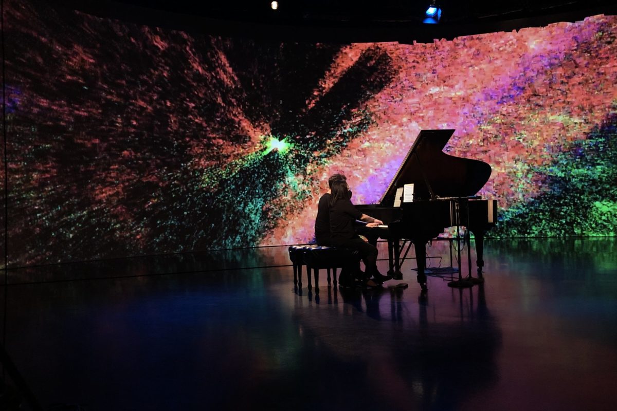 Melissa Coppola performs her composition "Milky Way" while rehearsing in the Video Studio