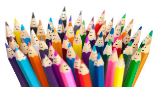 Colored Pencils with smiley faces