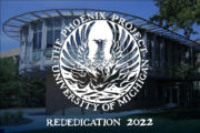 Logo for the 2022 Rededication of the Michigan Memorial Phoenix Project