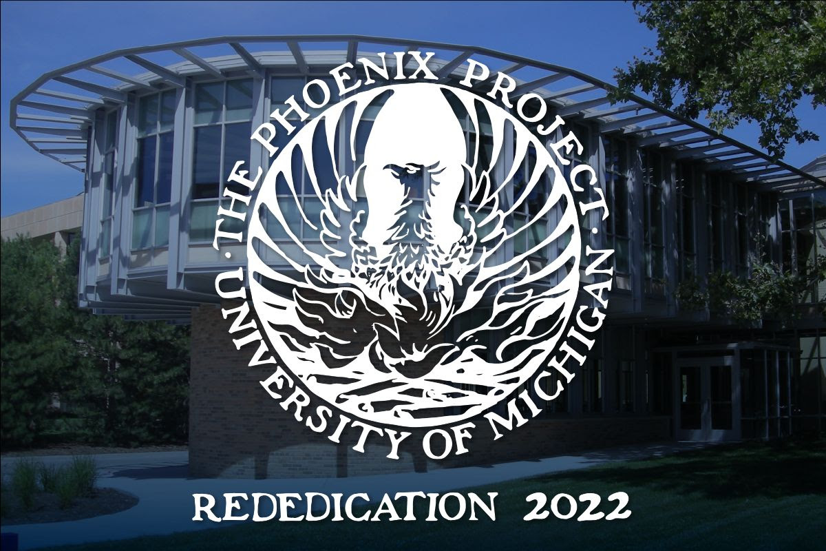 Logo for the 2022 Rededication of the Michigan Memorial Phoenix Project