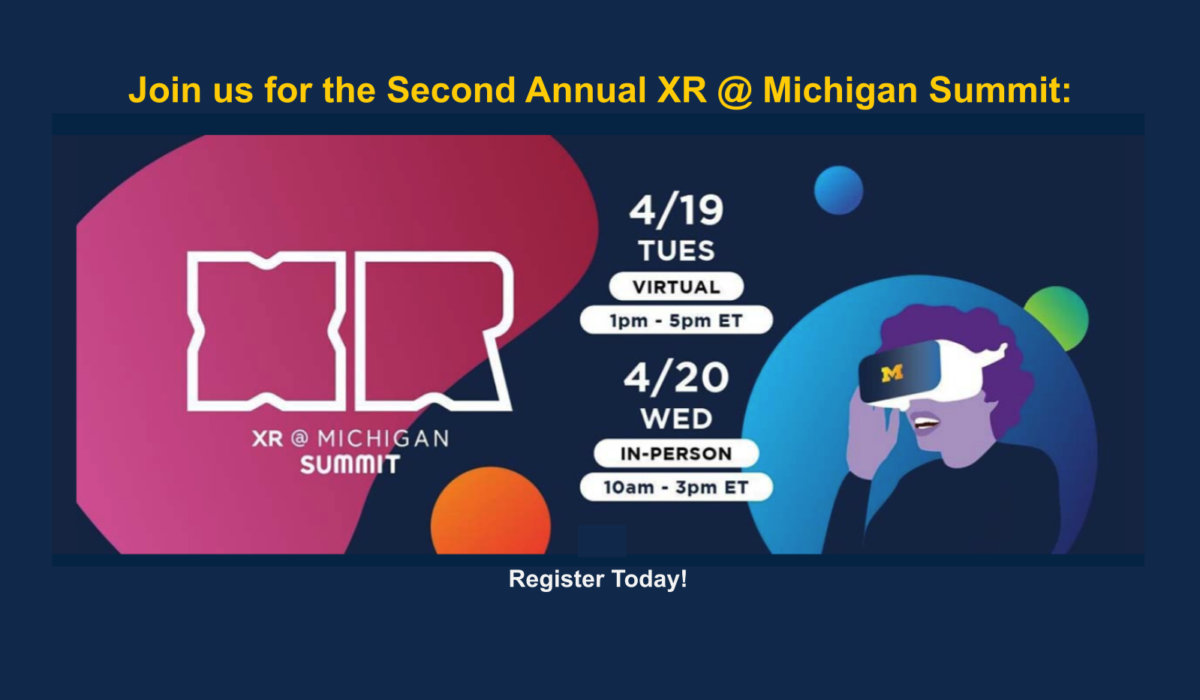homepage graphic announcing XR@Michigan Summit 2022