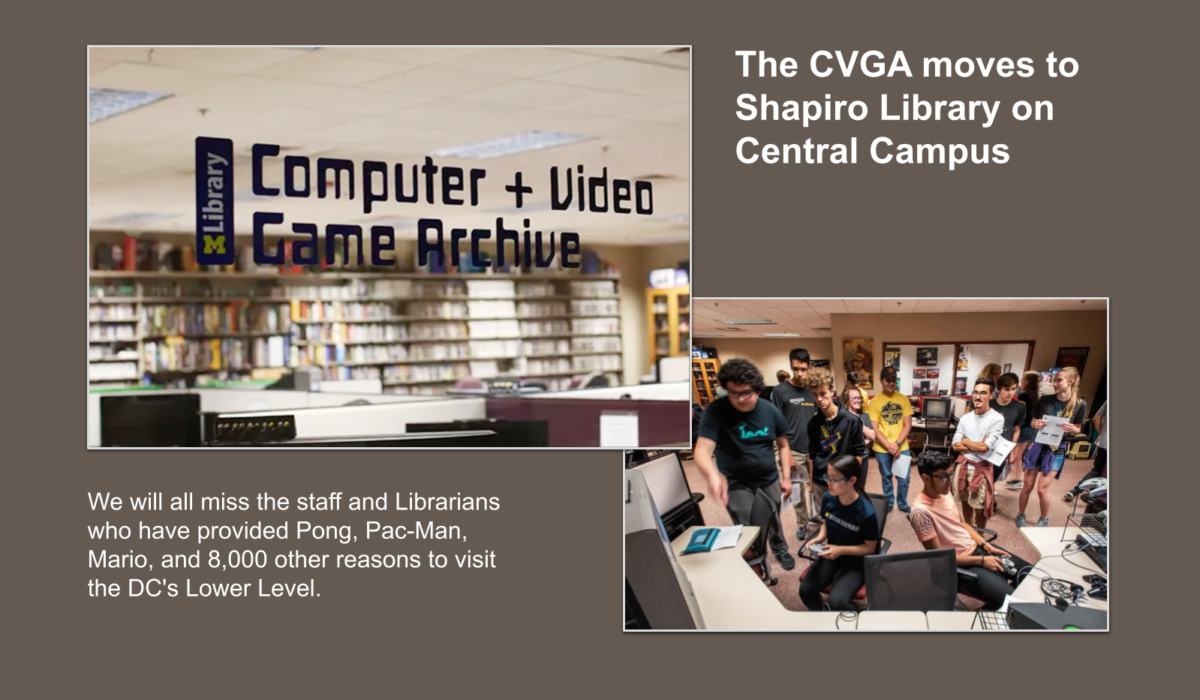 Home page slide announcing move of the CVGA to Shapiro Library