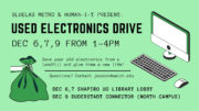 Poster announcing BLUElab Metro unused electronics drop-off in the DC, Friday, December 9th from 1 p.m. to 4 p.m.