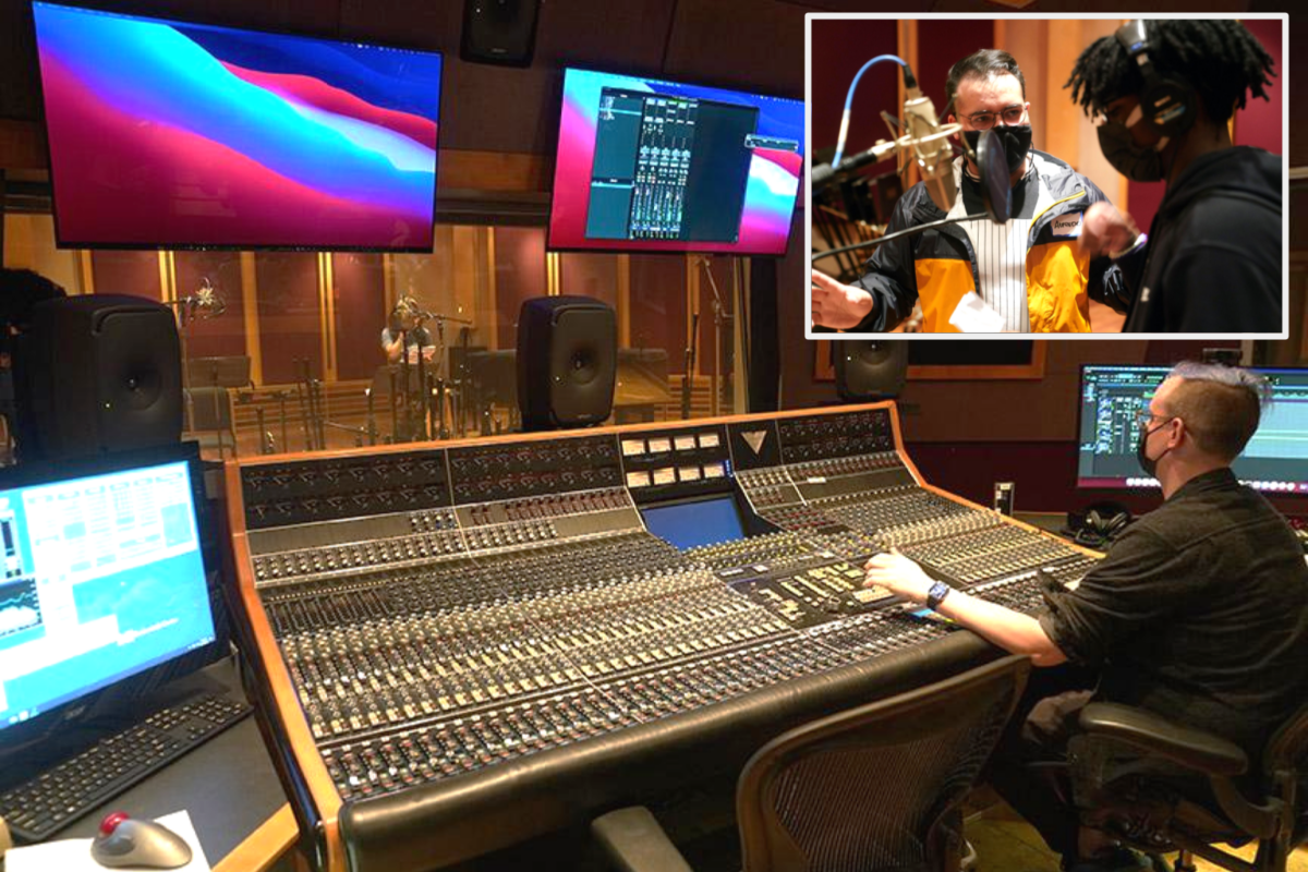 A recording underway in Audio Studio A, Media and Studio Arts Group