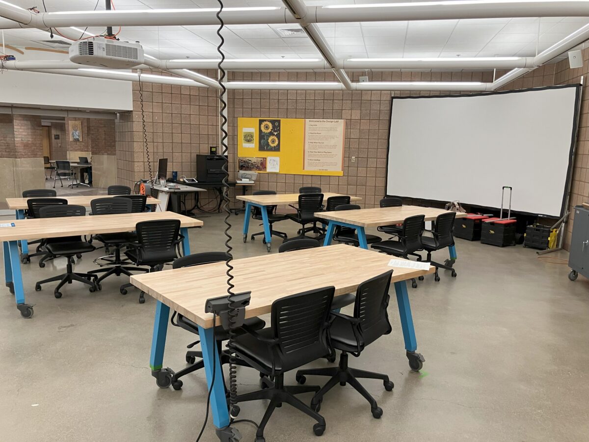 Photo of the presentation space in Design Lab 1.