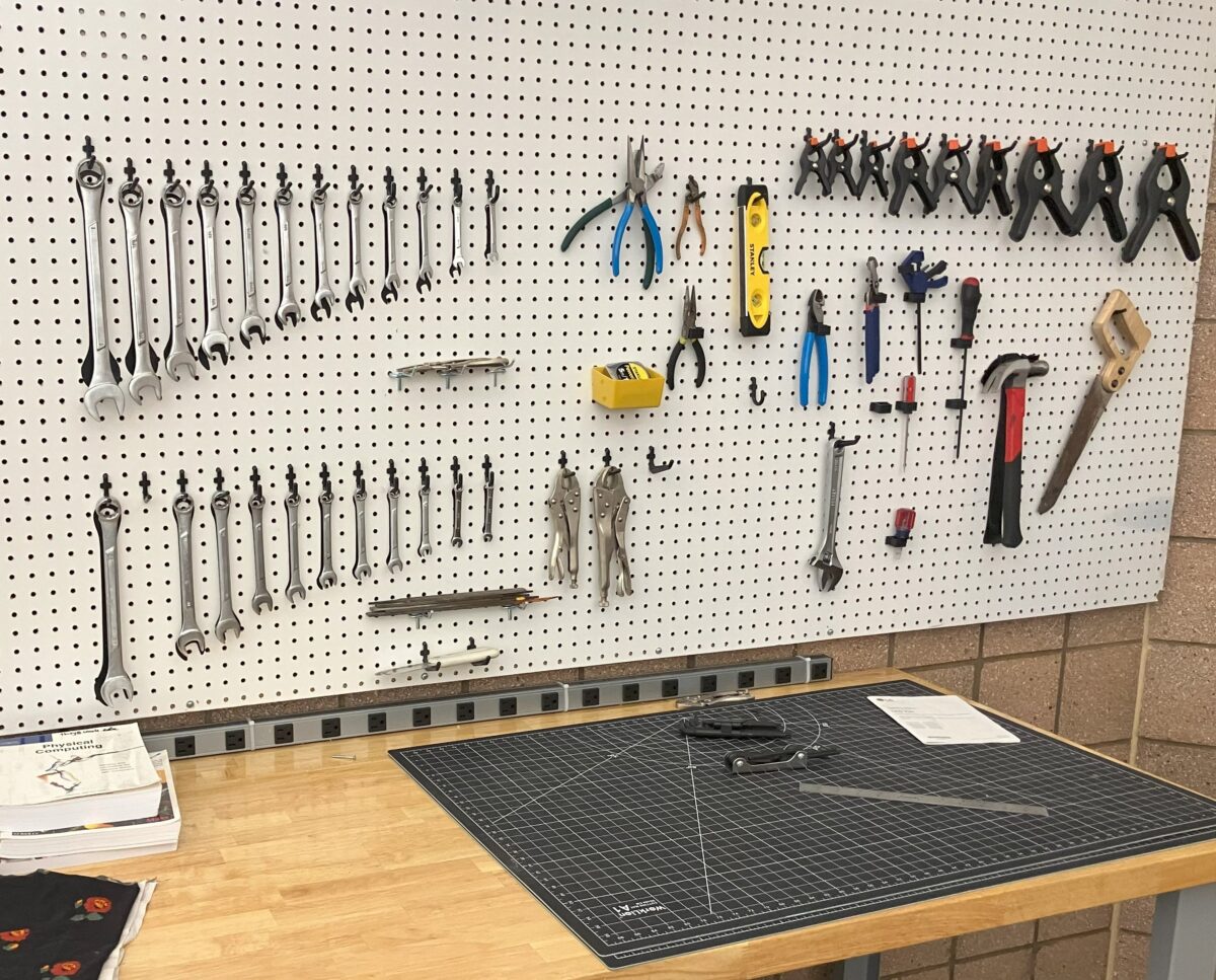 Photo of a tool bench. 