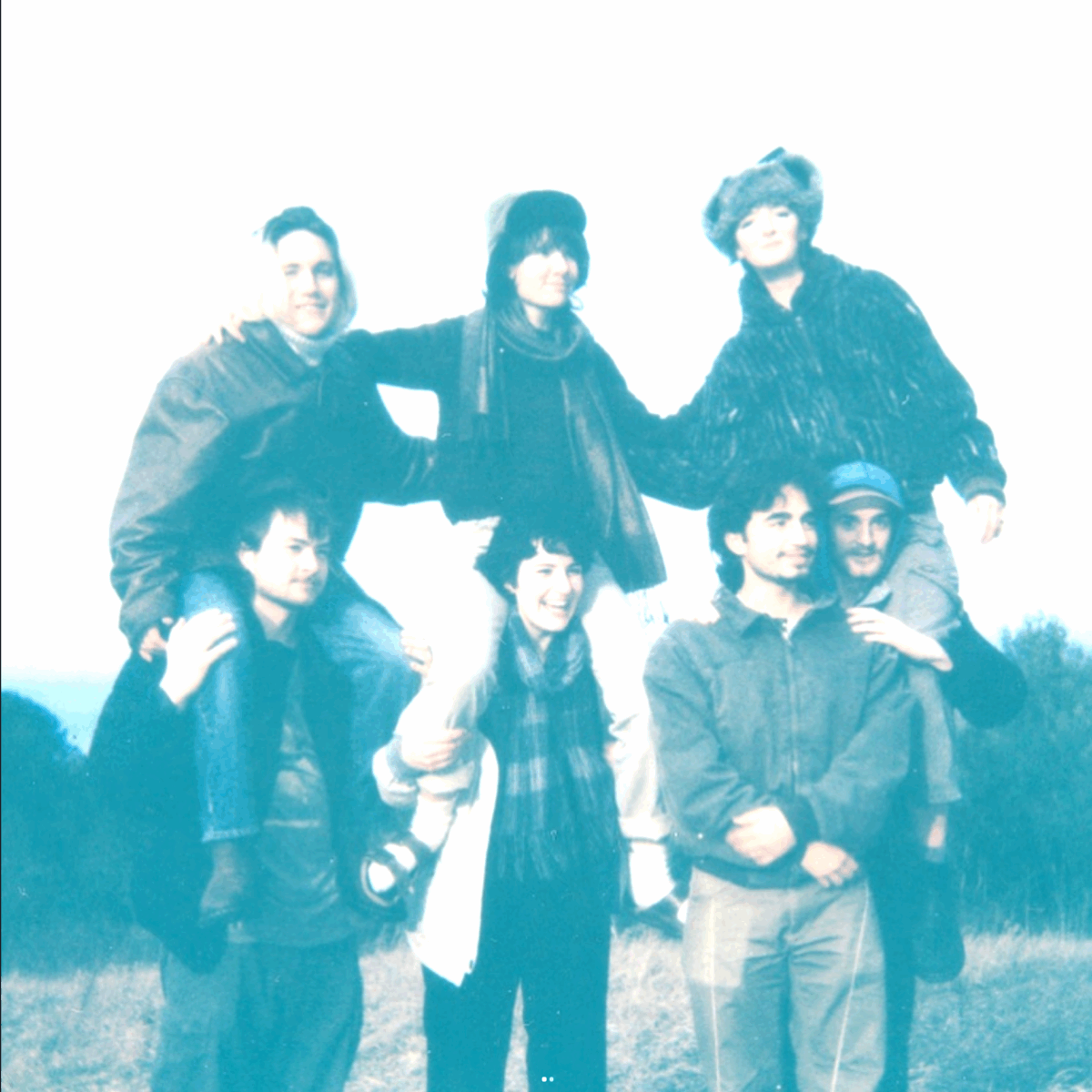 Group photo of seven members of the band