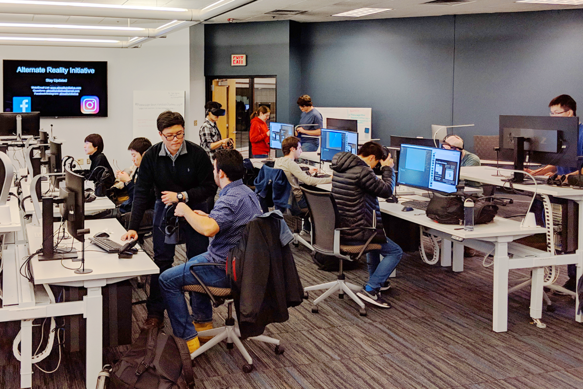Photo of the The Visualization Studio, a full-equipped and staff supported 3D XR/VR/AR development environment