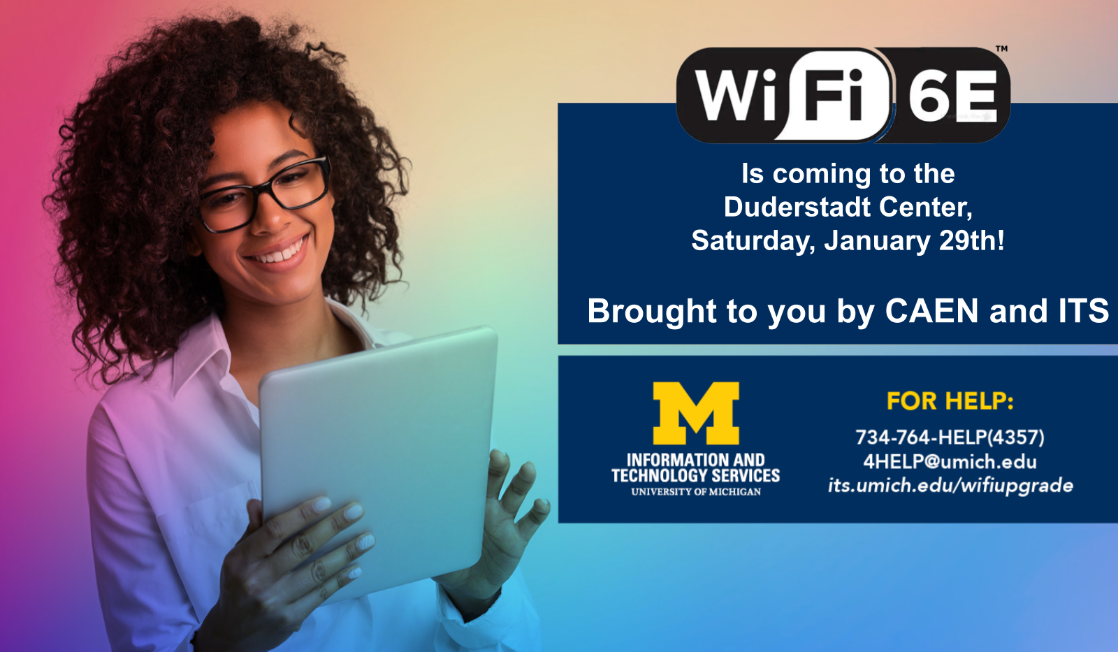 Graphic depicting notice ofncampus Wi-Fi 6E network upgrade