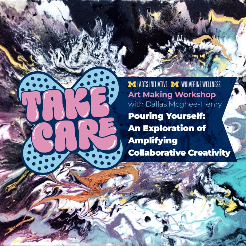 Acrylic pour painting and logo for Take Care workshop