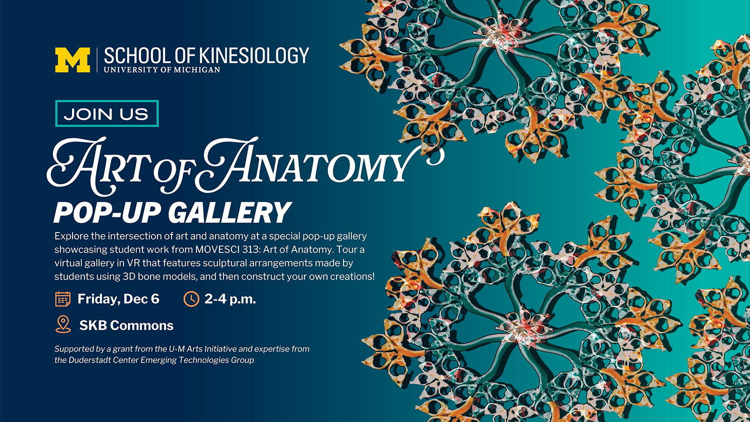Blue & green "Art of Anatomy" pop up gallery poster.
