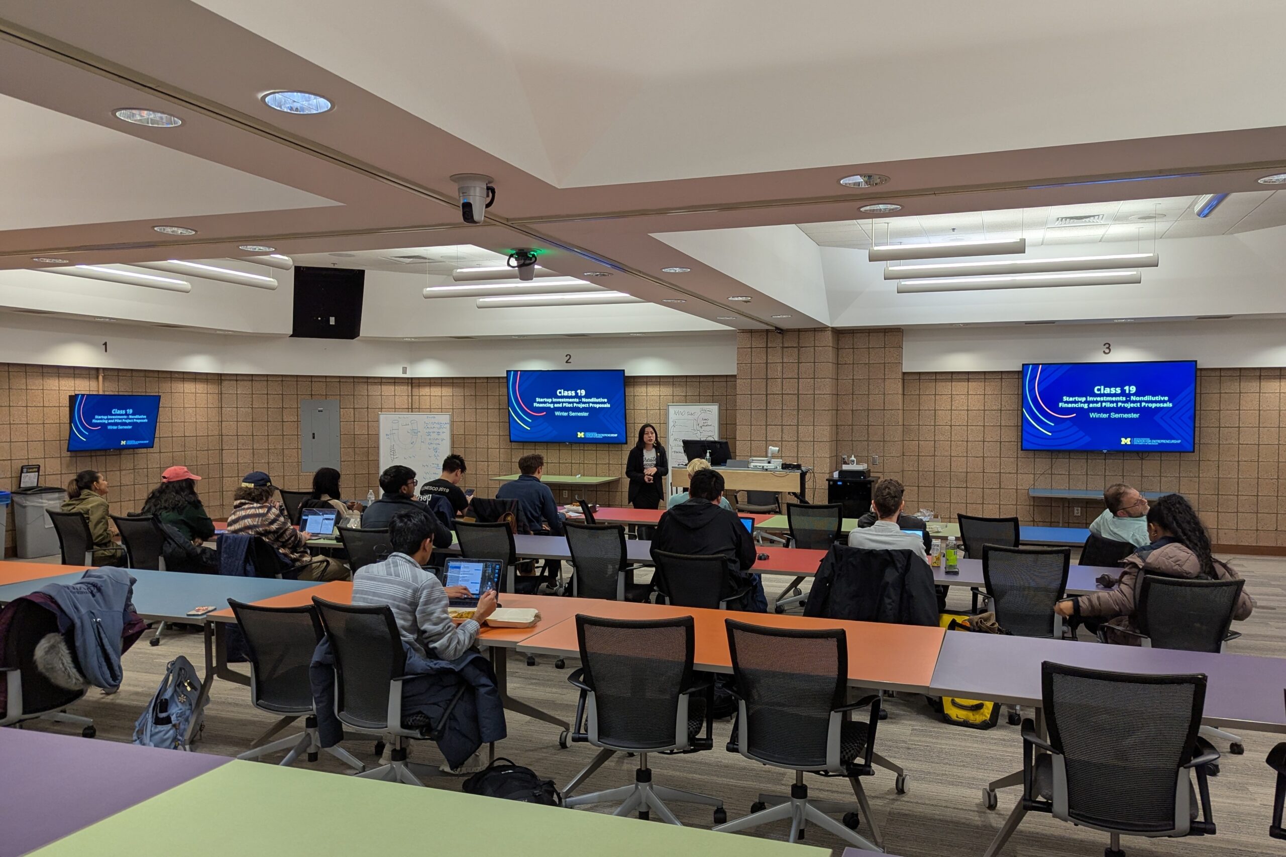 Students at flexible workplace