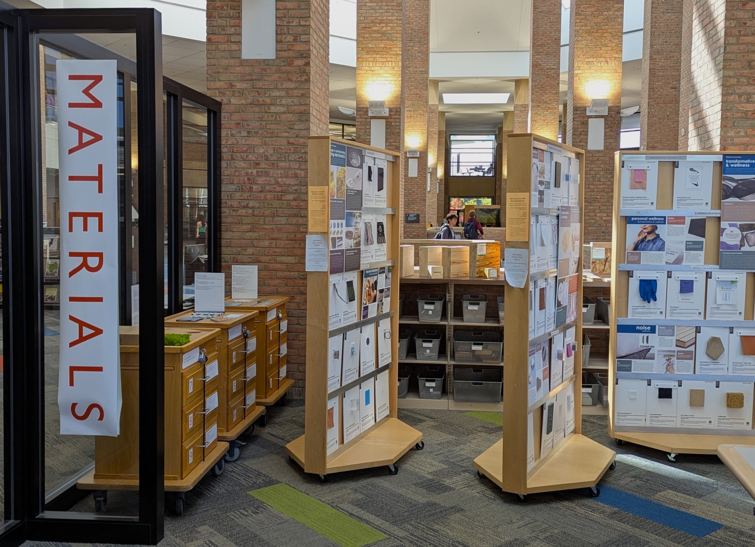 photo of the materials collection with walls of samples.