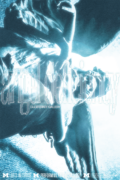 Blue & white ethereal photo of angel sculptures.