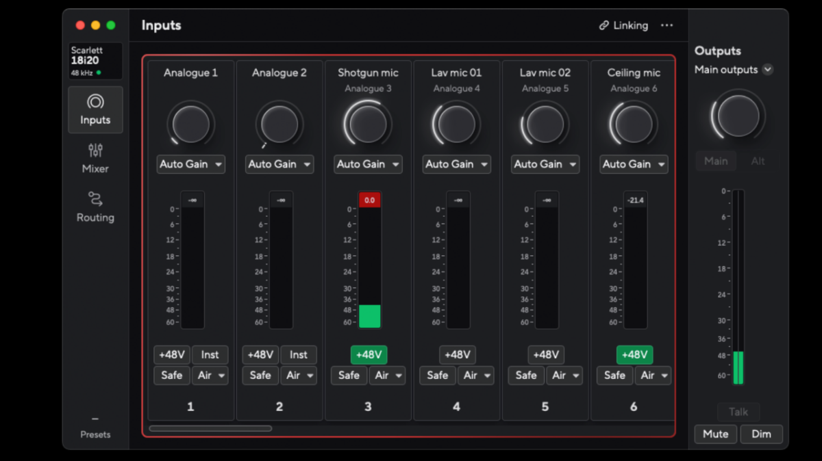 Audio control interface
