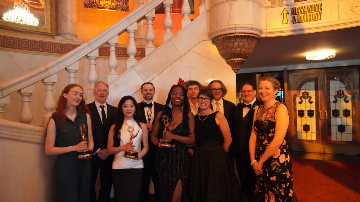 Group photo of DMC and CRLT people at Emmy ceremony