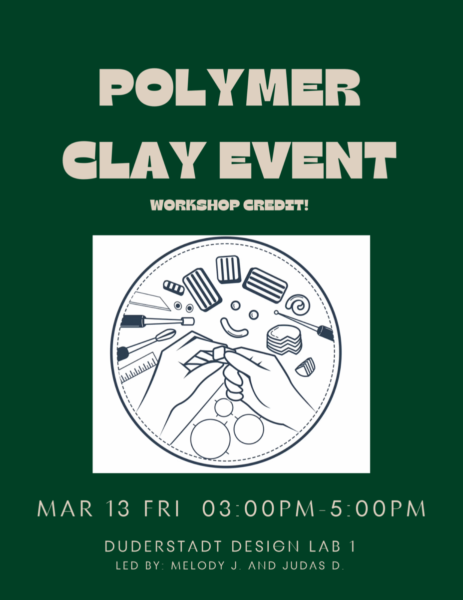 A green poster titled as "Polymer Clay Event"