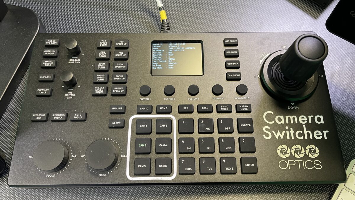 Closeup of PTZ Contoller at Personal Studio