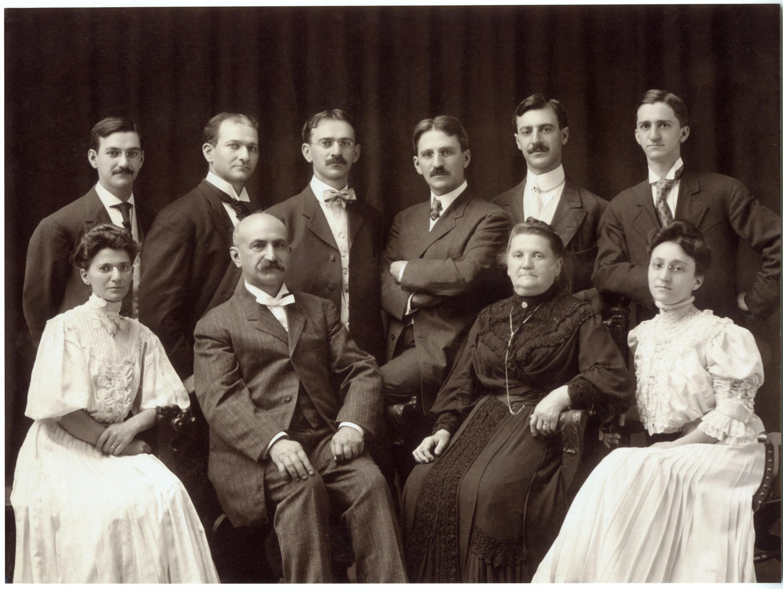 black and white photo of Kahn family