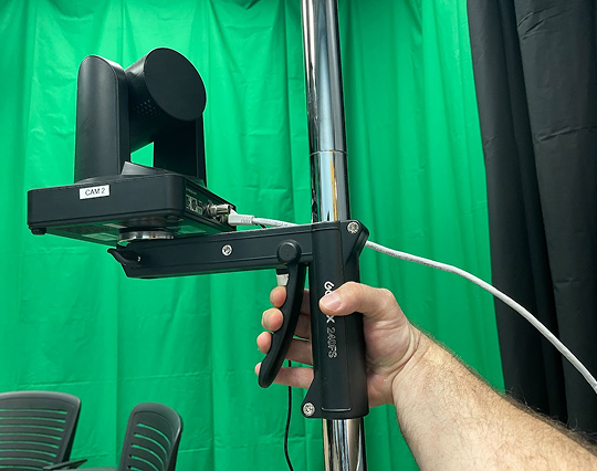 Presenter camera in front of the green screen
