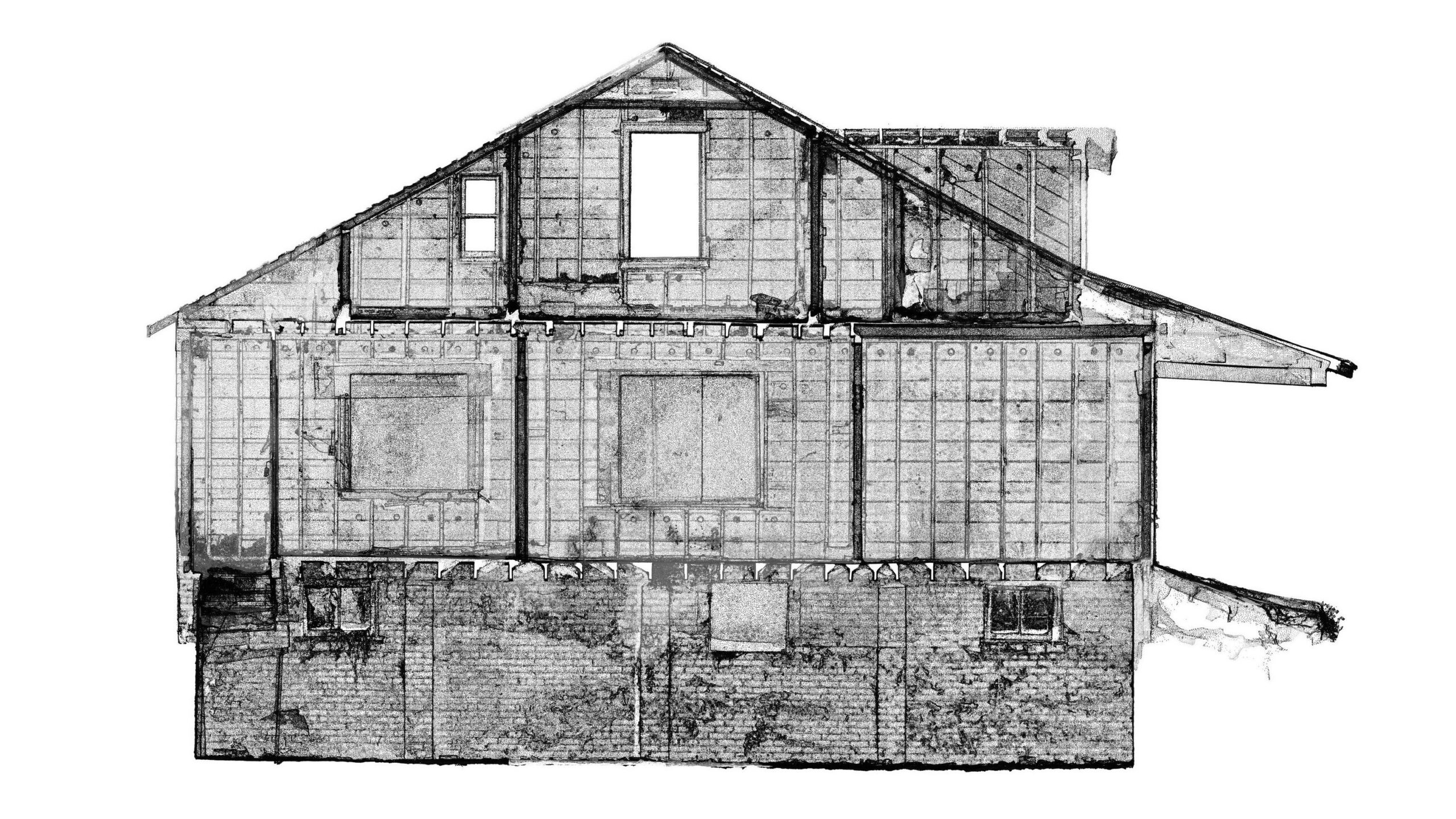 The parallel of physical and 3D scan of the same old architecture